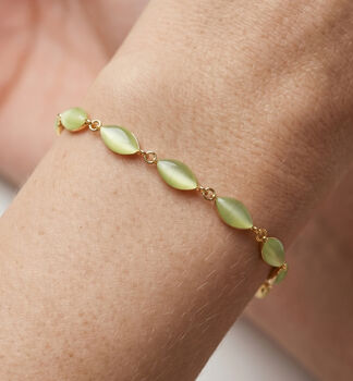 Nekomeishi Green Semi Precious Cats Eye Bracelet, 5 of 5