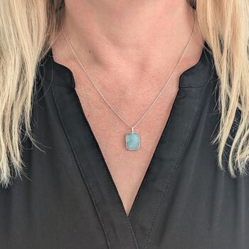 The Rectangle Aquamarine Necklace, Silver, 2 of 9