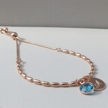 Rose Gold Plated Personalised Birthstone Bracelet, 3 of 7