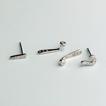 Sterling Silver Question And Exclamation Mark Ear Jacket Stud Earrings, 3 of 6