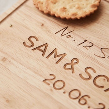 Personalised New Home Wooden Cheese Board, 2 of 4