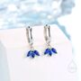 Sterling Silver Sapphire Blue Cz Marquise Crown Huggie Hoop Earrings, thumbnail 1 of 12