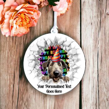 Personalised Irish Wolfhound Birthday Break Through Dog, 6 of 8