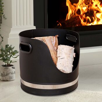 Contemporary Black And Silver Log Bucket, 3 of 8