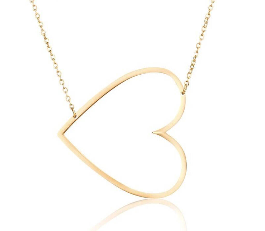 Amazon.com: 14k Yellow Gold Dainty Sideways Open Heart Necklace (16 Inches)  : Claddagh Gold: Clothing, Shoes & Jewelry