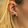 Black Four Leaf Clover Earrings, thumbnail 2 of 4