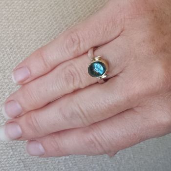 Blue Topaz Statement Ring, Silver And 18ct Gold, 2 of 8