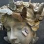 26cm Grey Green Ladies Head Plant Pot With Pink Flowers, thumbnail 2 of 12