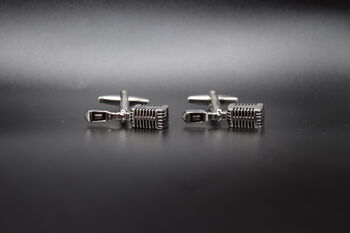 Microphone Silver Cufflinks Gift Podcast 316 L Stainless Steel Singer Accessory, 5 of 5
