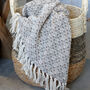 Latte And Ivory Cotton Throw With Tassels, thumbnail 1 of 2