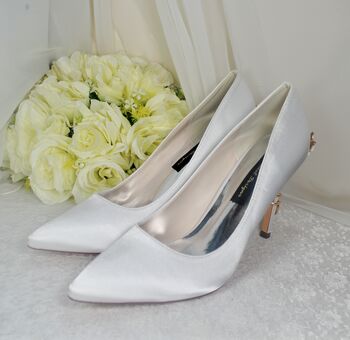 Ivory Floral Bridal Shoes With Matching Bag, 3 of 8