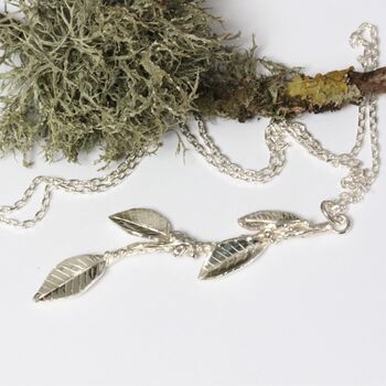 Laurel Leaf Pendant, Sterling Silver Nature Necklace, 5 of 6