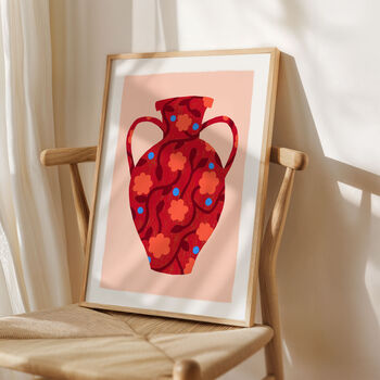 Patterned Red Vase Art Print, 5 of 5