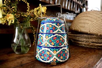 Hand Painted Traditional Tiffin Lunchbox 'Kashvi', 4 of 4