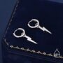 Sterling Silver Lightning Bolt Charm Huggie Hoop Earrings, thumbnail 2 of 11