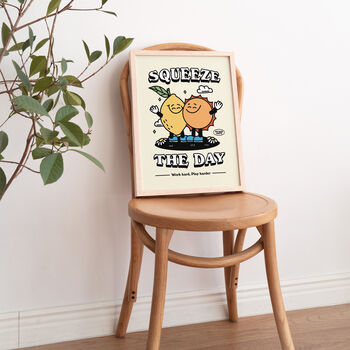 'Squeeze The Day' Cute Retro Lemon And Sun Print, 6 of 8