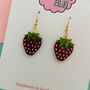 Mini Glittery Strawberry Earrings, thumbnail 2 of 2