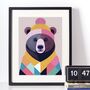 Cosy Grizzly Bear Portrait Illustration Art Print, thumbnail 2 of 3