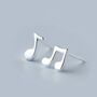 Merry Little Christmas Sterling Silver Music Note Earrings, thumbnail 3 of 7