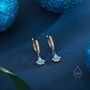Sterling Silver Opal And Cz Crown Huggie Hoops, thumbnail 5 of 12