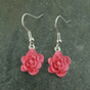 Camellia Pink Flower Drop Earrings, thumbnail 2 of 4