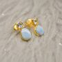 Larimar, Blue Topaz Gold Earrings, thumbnail 3 of 12