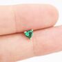 Sterling Silver Tiny Emerald Green Cz Heart Stud Earrings, thumbnail 5 of 12