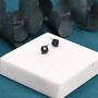 3D Black Crystal Cube Stud Earrings Sterling Silver, thumbnail 1 of 11