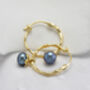 Peacock Pearl Molten Gold Hoop Earrings, thumbnail 4 of 7