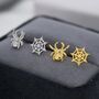 Spider And Web Stud Earrings In Sterling Silver, thumbnail 2 of 11