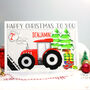 Personalised Red Tractor 1st Christmas Card, thumbnail 3 of 7