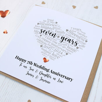 Personalised 7th Copper Wedding Anniversary Card, 8 of 10