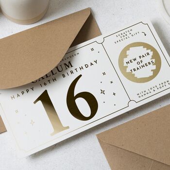 Personalised 16th Birthday Scratch Voucher For Grandson, 5 of 9