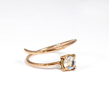 Rose Gold Faceted Rainbow Moonstone Ring, 3 of 5