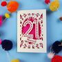 Personalised 21st Birthday Card Papercut Spotty Design, thumbnail 8 of 9