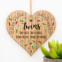 Twins New Baby Gift Hanging Wood Heart, thumbnail 2 of 3