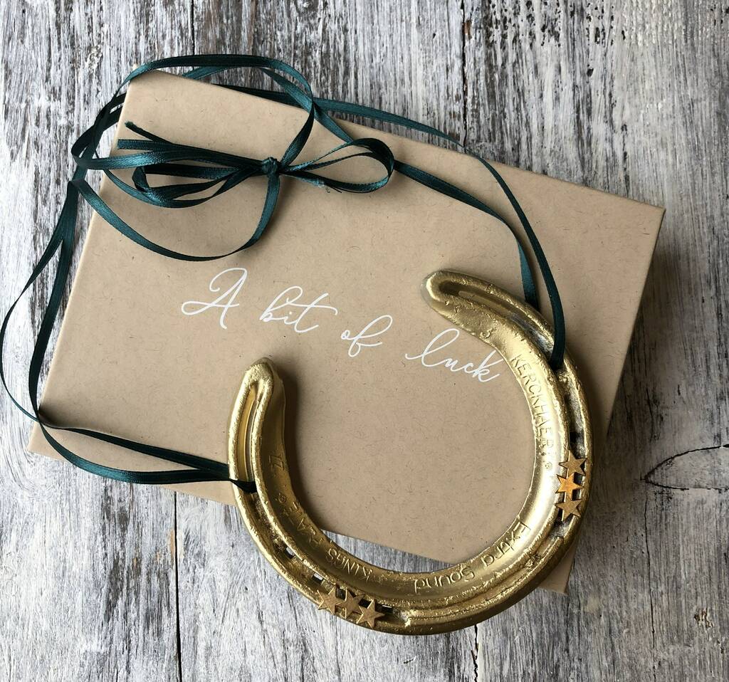 Personalised Starry Gold Lucky Horseshoe Gift, 1 of 6