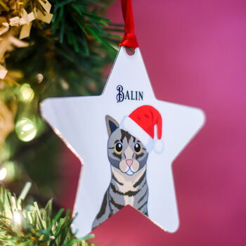 Cute Cat Wearing Santa Hat Decoration Personalised, 11 of 12