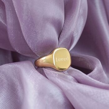 ‘Loved’ Engraved Signet Ring, 5 of 7