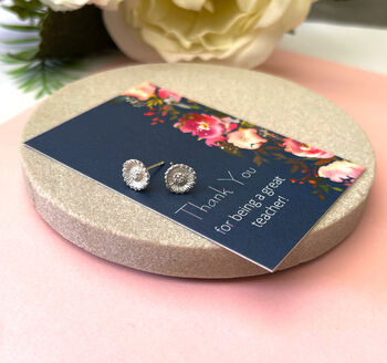 Thank You Teacher Gift Sterling Silver Mini Sunflower Earrings, 6 of 11