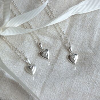 Sterling Silver Embedded Crystal Heart Necklace, 2 of 5