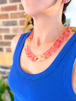 Chunky Terracotta Orange Acrylic Link Necklace, 2 of 7