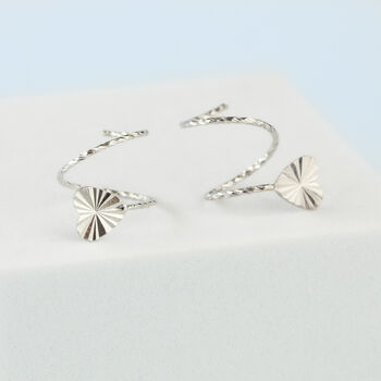 Sterling Silver Heart Spiral Hoop Earrings, 3 of 5