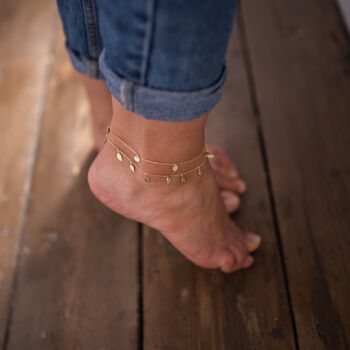 Delicate Gold 14 K Leaf Chain Anklet, 4 of 9