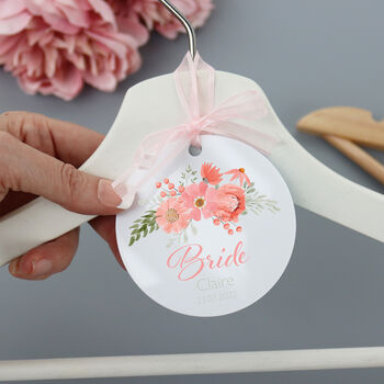 Personalised White Wedding Hanger Tag Peach, 5 of 9