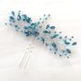 Turquoise Blue Crystal Hair Pin, thumbnail 1 of 2