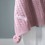 Personalised Cable Knit Pom Pom Blanket Dusty Pink, thumbnail 10 of 10