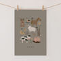 Farm Animals Easter Art Print In Sage Green, thumbnail 1 of 2