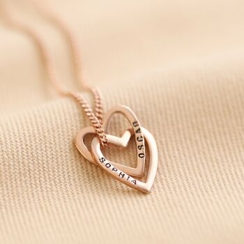 Personalised Rose Gold Plated Silver Hearts Necklace, 3 of 10