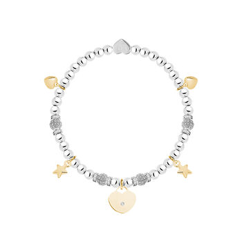 Christmas Gold Heart And Star Charm Bracelet In Flower Gift Box, 2 of 3